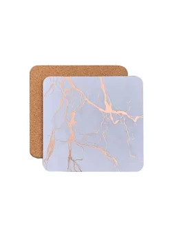 Dainty Home Marble Cork Foil Printed Marble Granite Designed Thick Cork Textured 4" x 4" Square Coaster Set of 4 -Dainty Home Discount Store Belk 645