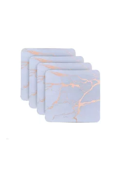 Dainty Home Marble Cork Foil Printed Marble Granite Designed Thick Cork Textured 4" x 4" Square Coaster Set of 4 -Dainty Home Discount Store Belk 646