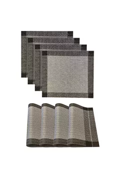 Dainty Home Palermo Woven Textilene Crossweave With Textured Geometric Pattern Reversible 15" x 15" Square Placemat Set of 4 -Dainty Home Discount Store Belk 651