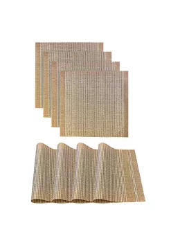 Dainty Home Palermo Woven Textilene Crossweave With Textured Geometric Pattern Reversible 15" x 15" Square Placemat Set of 4 -Dainty Home Discount Store Belk 653