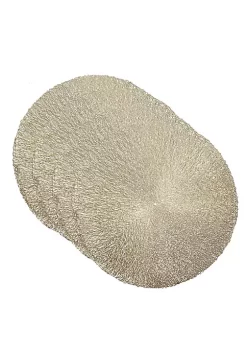 Dainty Home Royal Woven Metallic Lace Crossweave With a Tangled Metallic Lace Pattern Reversible 15" x 15" Round Placemat Set of 4 -Dainty Home Discount Store Belk 663