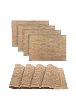Dainty Home Geneva Woven Textilene Crossweave With Textured Stripe Pattern Reversible 13" x 19" Rectangular Placemat Set of 4