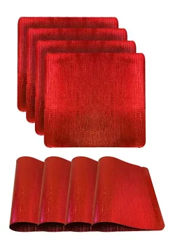 Dainty Home Metallic Galaxy Vinyl Smooth Linear Striped Textured Reversible 15" x 15" Square Placemat Set of 4 -Dainty Home Discount Store Belk 690