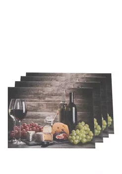 Dainty Home Wine and Grapes Print Textilene Set of 4 Placemats -Dainty Home Discount Store Belk 696