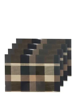 Dainty Home Plaid Reversible Metallic Printed Set of 4 Placemats