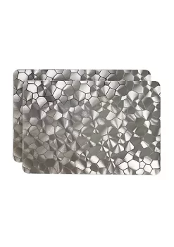 Dainty Home Metallic Water Cube Vinyl Cube Look Textured Reversible 12" x 18" Rectangular Placemat Set of 2 -Dainty Home Discount Store Belk 707