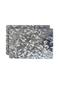 Dainty Home Metallic Leaf Vinyl Leaf Slash Look Textured Reversible 12" x 18" Rectangular Placemat Set of 2 -Dainty Home Discount Store Belk 749