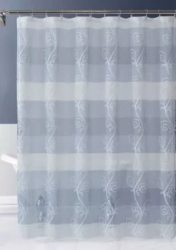 Dainty Home Silvia Embroidered Linen Shower Curtain