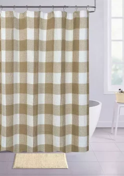 Dainty Home Imperial Checkered Cotton Textured Waffle Shower Curtain -Dainty Home Discount Store Belk 791