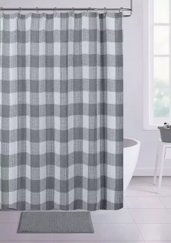 Dainty Home Imperial Checkered Cotton Textured Waffle Shower Curtain -Dainty Home Discount Store Belk 793