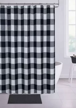 Dainty Home Imperial Checkered Cotton Textured Waffle Shower Curtain -Dainty Home Discount Store Belk 794