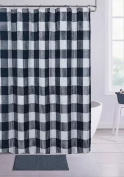 Dainty Home Imperial Checkered Cotton Textured Waffle Shower Curtain -Dainty Home Discount Store Belk 795