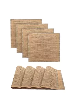 Dainty Home Geneva Woven Textilene Crossweave With Textured Stripe Pattern Reversible 15" x 15" Square Placemat Set of 4 -Dainty Home Discount Store Belk 800