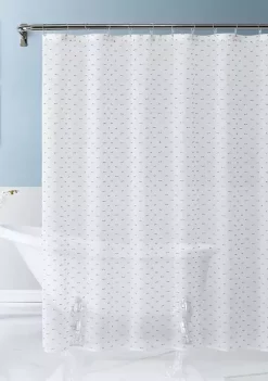 Dainty Home Sprinkles Ribbon Blended Linen Shower Curtain in White -Dainty Home Discount Store Belk 841
