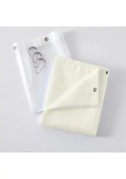 Dainty Home 14-Piece Bath Set with 1-Waffle Shower Curtain, 1-Peva Liner and 12-Stainless Steel Hooks -Dainty Home Discount Store Belk 86