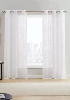 Dainty Home Kelly Geometric Chenille Embroidered Linen Look Light Filtering Panel Pair -Dainty Home Discount Store Belk 875