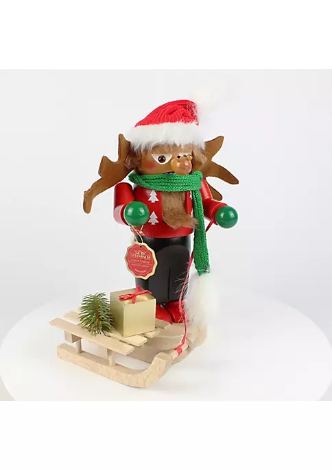 Steinbach Wooden Chubby Nutcracker, Rudolph with Sleigh, 10.5" 2 Steinbach Wooden Chubby Nutcracker, Rudolph with Sleigh, 10.5" - Image 2