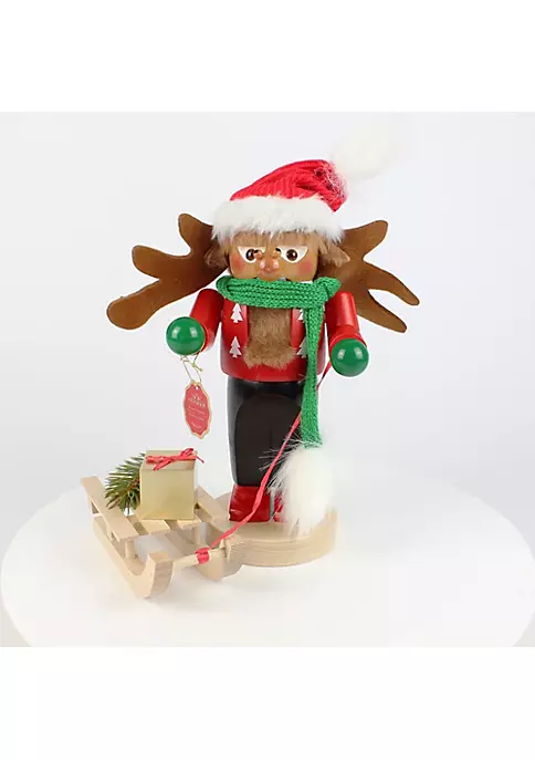 Steinbach Wooden Chubby Nutcracker, Rudolph with Sleigh, 10.5" 6 Steinbach Wooden Chubby Nutcracker, Rudolph with Sleigh, 10.5" - Image 6
